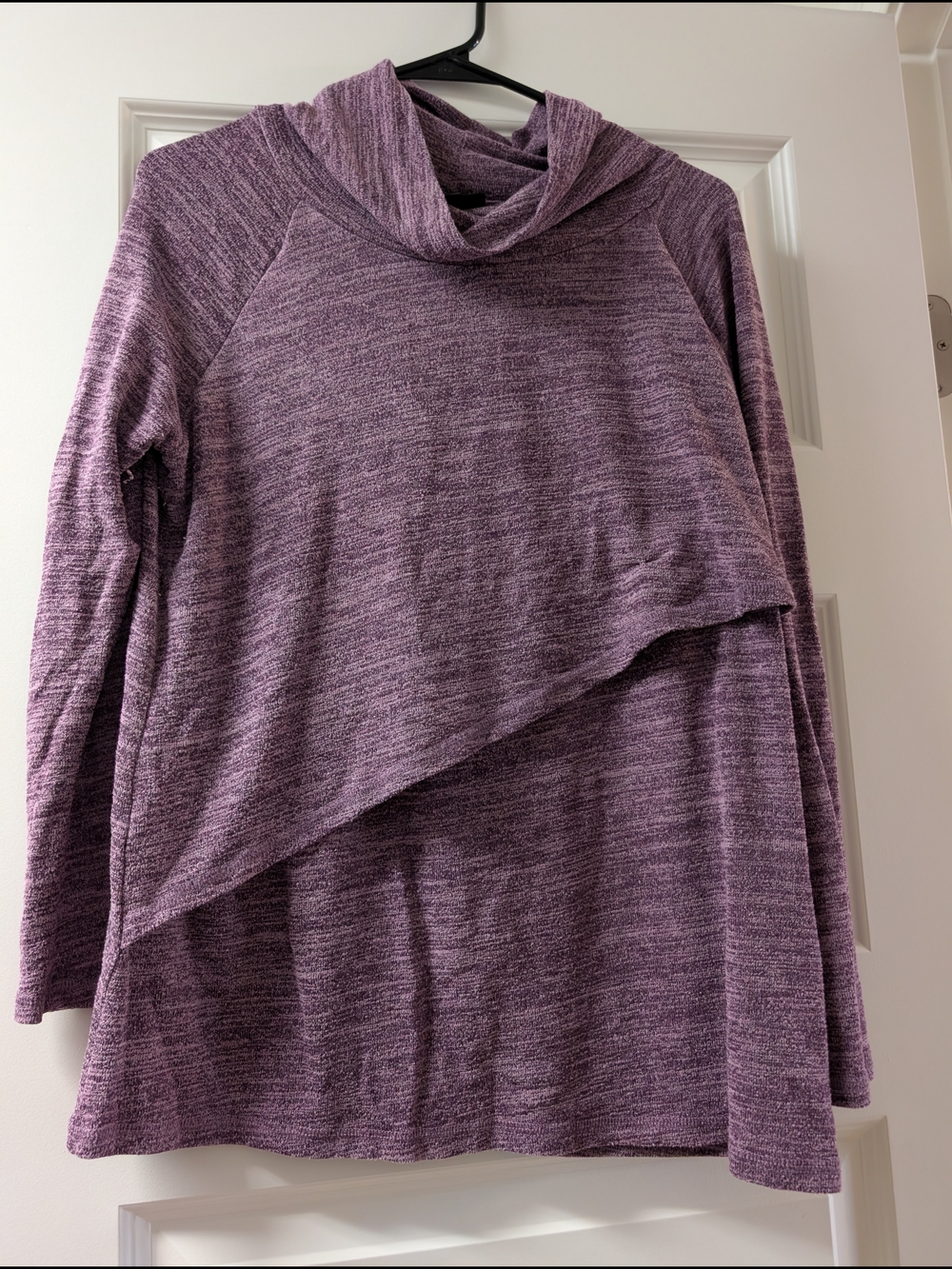 Cozy Purple Layered Cowl Neck Women's Sweater